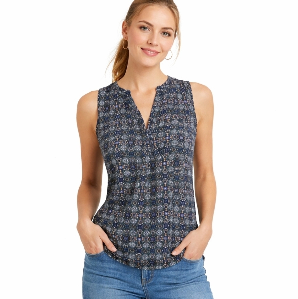 Cynthia Rowley Boho Medallion Print Tank Top Purple Teal Rayon Size XS/S